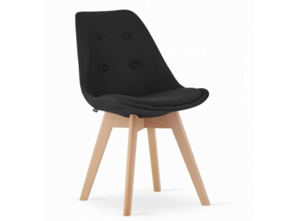 Jídelní židle London černé s přírodními nohami 4 ks