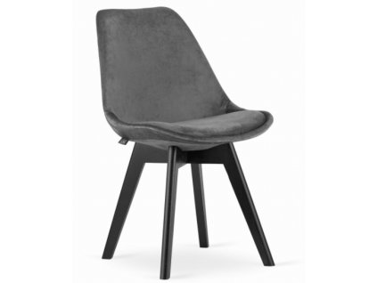 Sametová židle London šedá s černými nohami