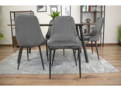 Sametová židle NEAPOL šedá