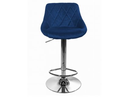 Sametová barová židle Oklahoma modrá s chromovým podstavcem
