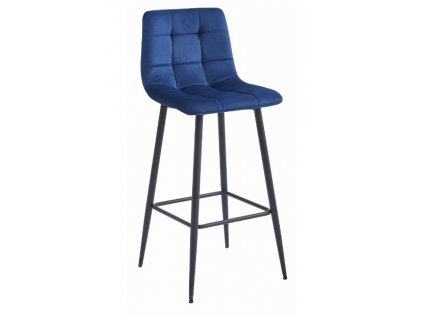 Sametová barová židle Budva modrá