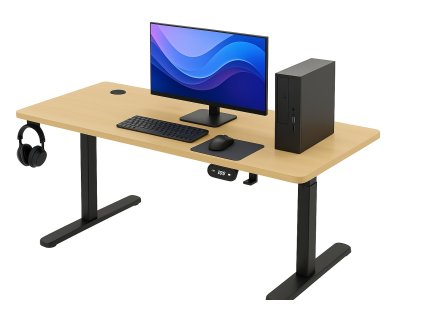 Herní stůl BR01 světle hnědý s černým rámem 120 cm