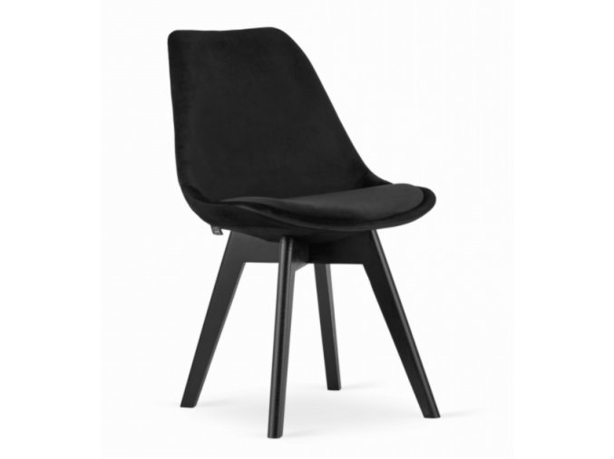 Sametové židle London černé s černými nohami 4ks