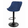 Sametová barová židle Oklahoma modrá s černým podstavcem