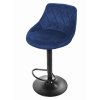 Sametová barová židle Oklahoma modrá s černým podstavcem