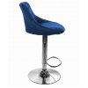 Sametová barová židle Oklahoma modrá s chromovým podstavcem
