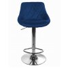 Sametová barová židle Oklahoma modrá s chromovým podstavcem