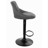 Sametová barová židle Oklahoma šedá s černým podstavcem
