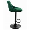 Sametová barová židle Oklahoma zelená s černým podstavcem