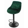Sametová barová židle Oklahoma zelená s černým podstavcem
