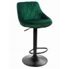 Sametová barová židle Oklahoma zelená s černým podstavcem