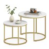 Dvoudílný kávový stolek Bugi mramor, zlaté nohy