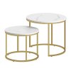 Dvoudílný kávový stolek Bugi mramor, zlaté nohy