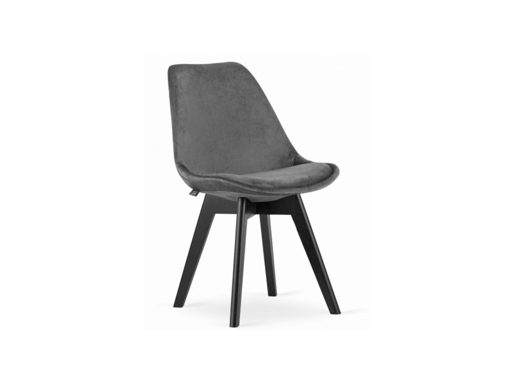 Zamatová stolička London sivá s čiernymi nohami