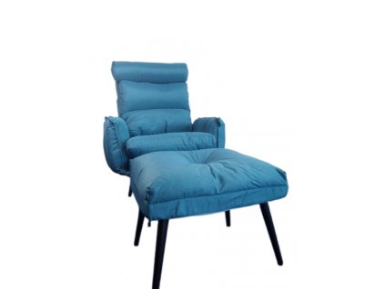 Relaxačné kreslo Dody modré s taburetkou