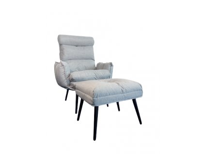 Relaxačné kreslo Dody svetlo sivé s taburetkou