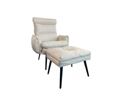 Relaxačné kreslo Dody béžové s taburetkou