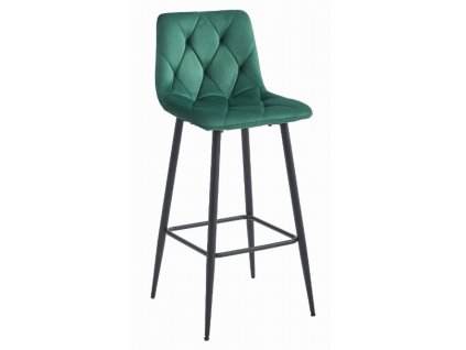 Zamatová barová stolička Bari zelená