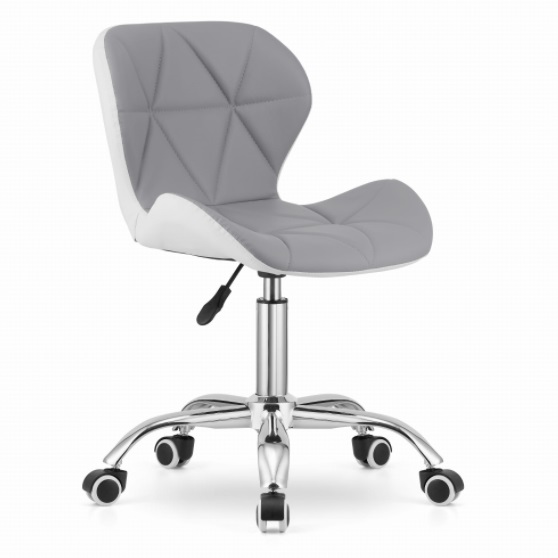 Otočné kreslo z eko kože Manhattan sivo biele