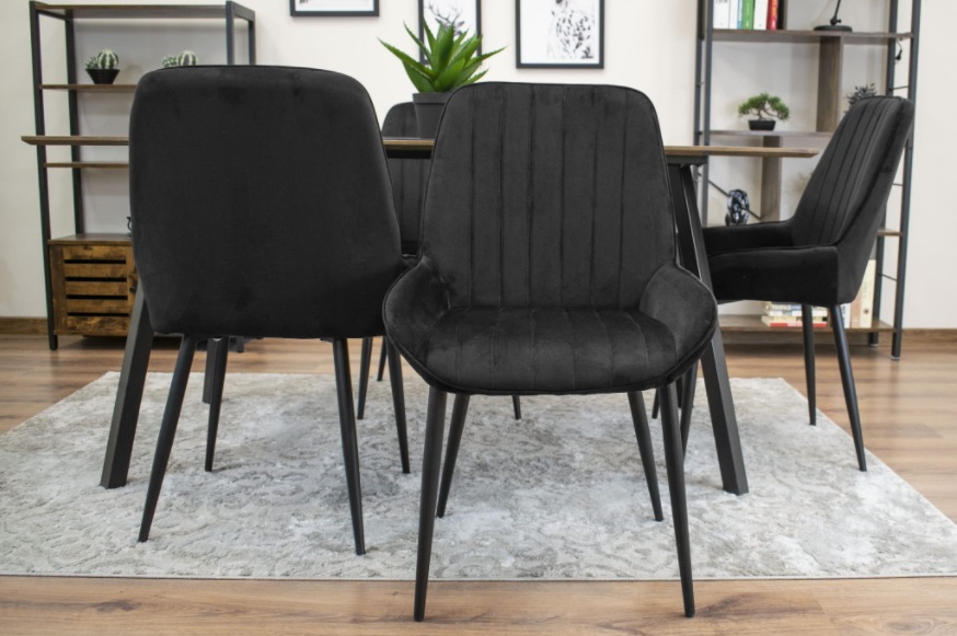 Zamatová stolička OSLO čierna