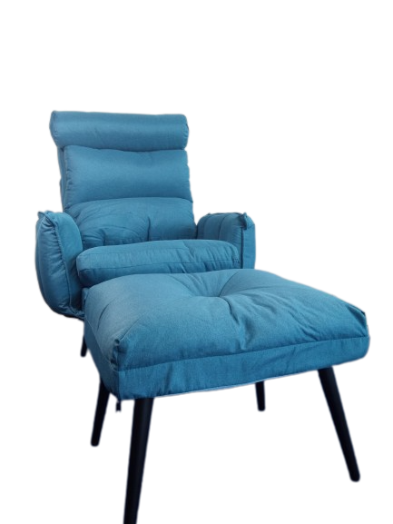 Kreslo ušiak Dody modré s taburetkou