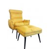 Kreslo ušiak Dody žlté s taburetkou