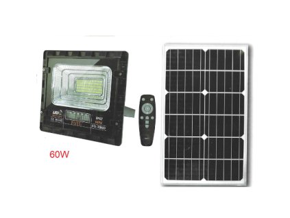 Reflektor s venkovním solárním panelem IP67 s dálkovým ovládáním studená bílá 60W