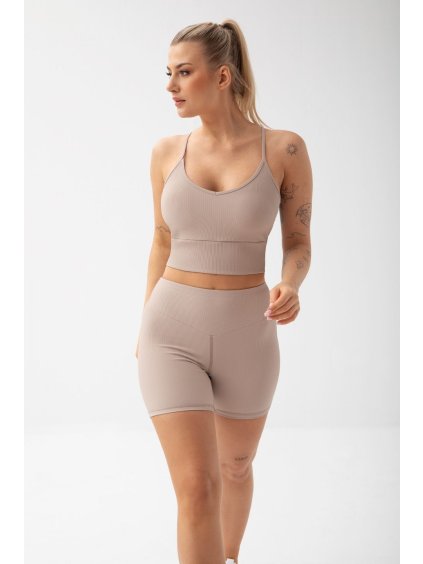 FeelJ Premium Ribbed Kraťasy Push up Latte