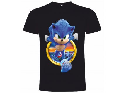 Černé tričko Ježek Sonic