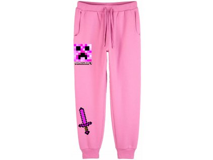Růžové tepláky Minecraft Creeper Pink