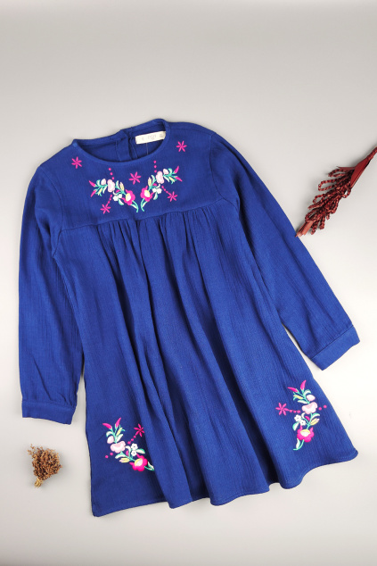 Mušelínové dívčí šaty modré