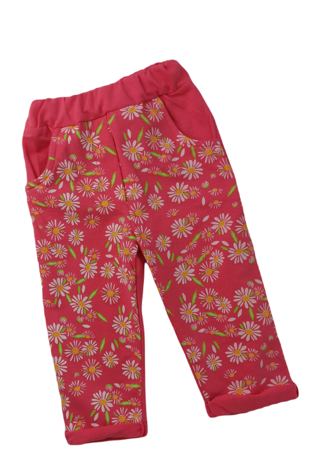 Dívčí kalhoty Květiny, fuchsiová, 100% bavlna Velikost: 62