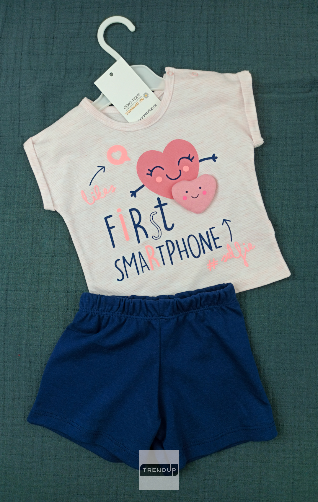 Dívčí set tričko a kraťasy Selfie růžová (Dětské oblečení) Velikost: 74