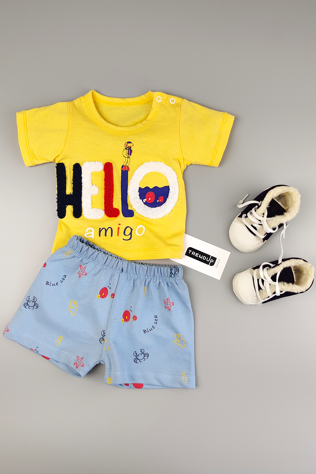 Dětský set tričko a šortky Hello Amigo, žlutá/modrá (Dětské oblečení) Velikost: 68