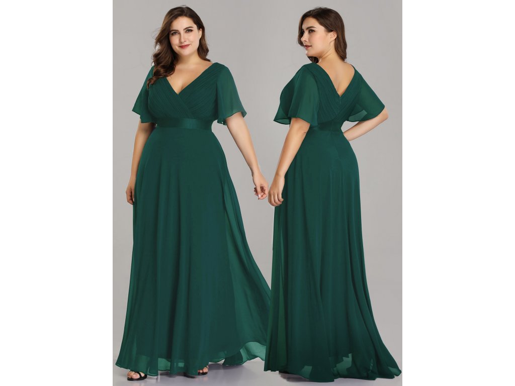 Lahvově zelené šaty pro nadměrné velikosti