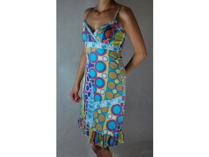 Bavlněné šaty krátké letní vzory FD20 tyrkysové