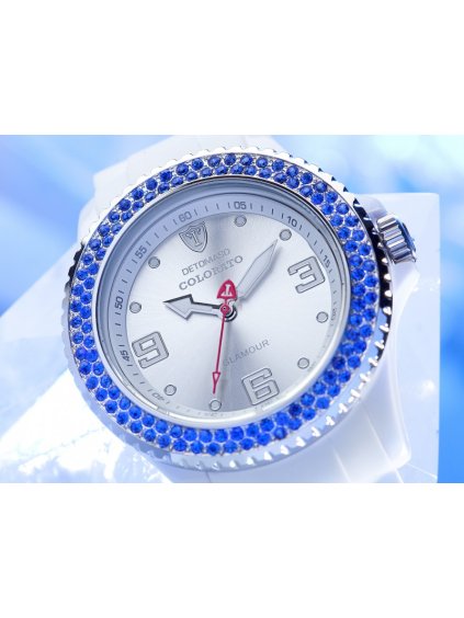 ceas detomaso colorato glamour alb albastru ofer factura garantie 12 luni livrare gratuita dt3008 i cristale bratra din silicon design chic nu e adidas alfex anne klein armani audemars piguet bre 1756