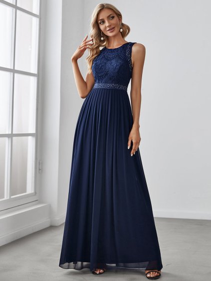 Dámské elegantní plesové šaty Ever Pretty modré 7391 (* Velikost 6XL / 52 / 20 / 24)
