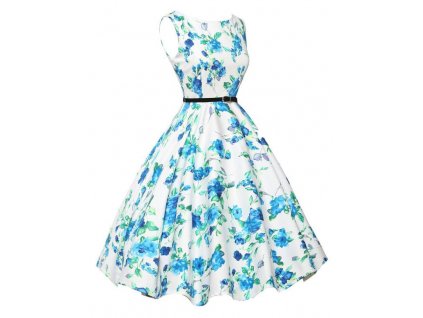 A Letní šaty s květy bílé a modré