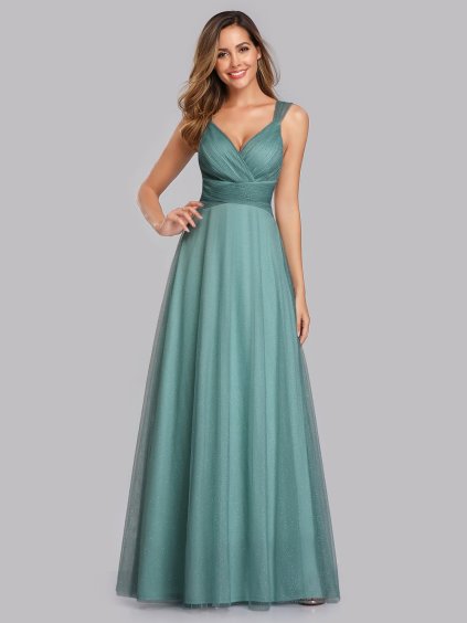 Luxusní modro zelené šaty Ever Pretty 7905 (* Velikost 4XL / 48 / 16 / 20)