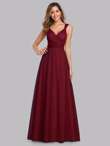 Luxusní bordo šaty Ever Pretty 7905 (* Velikost 4XL / 48 / 16 / 20)