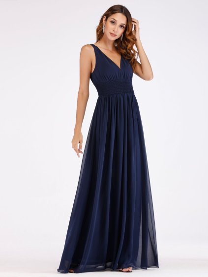 Luxusní modré šaty 7539 (* Velikost 4XL / 48 / 16 / 20)
