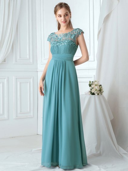 Ever Pretty krajkové šaty pastelová modrá 9993 (* Velikost 7XL / 54 / 22 / 26)
