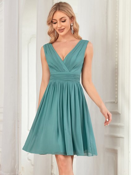 Ever Pretty letní šaty krátké dusty blue 3989 (* Velikost 4XL / 48 / 16 / 20)