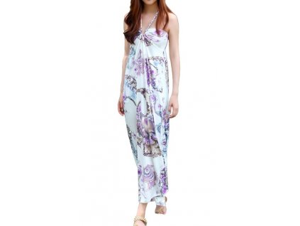 A Letní šaty bílé s fialovými motivy 197D