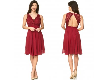 červené bordo krátké šaty s perlami