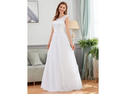 Bílé šaty s krajkou do taneční na věneček