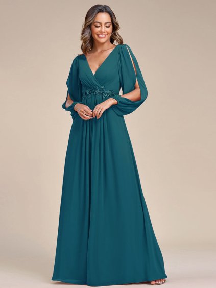 Ever Pretty luxusní šaty teal 0461 (* Velikost 9XL / 58 / 26 / 30)
