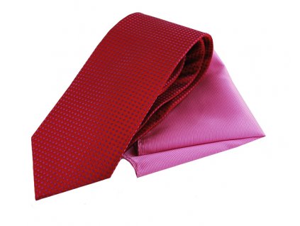 570 cerveno ruzovy set kravaty a kapesnicku