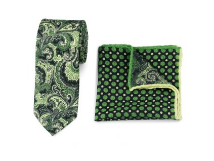 789 luxusni set vlnene kravaty a kapesnicku zeleny